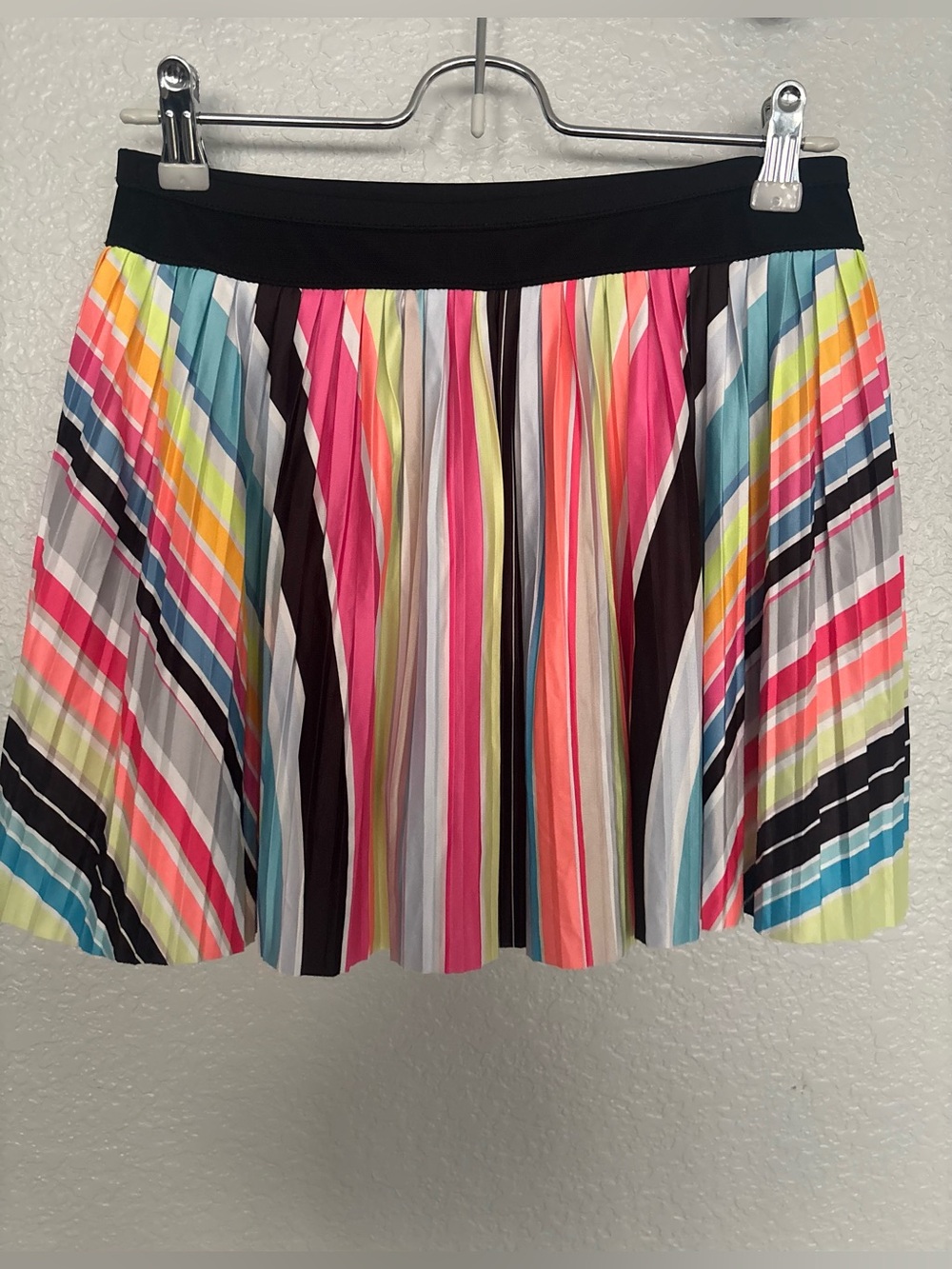 Multicolor Striped Pleated Women's Skirt - Bright Stripe